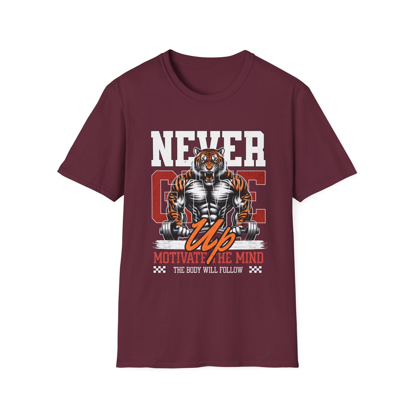 Never Give Up Tiger Fitness Motivation T-shirt
