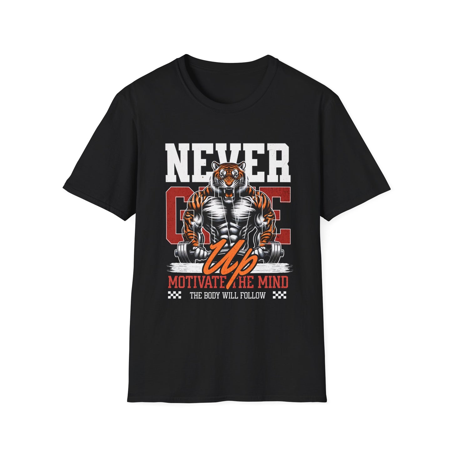 Never Give Up Tiger Fitness Motivation T-shirt
