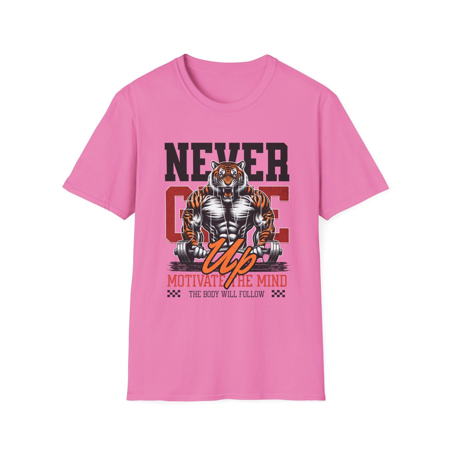 Never Give Up Tiger Fitness Motivation T-shirt