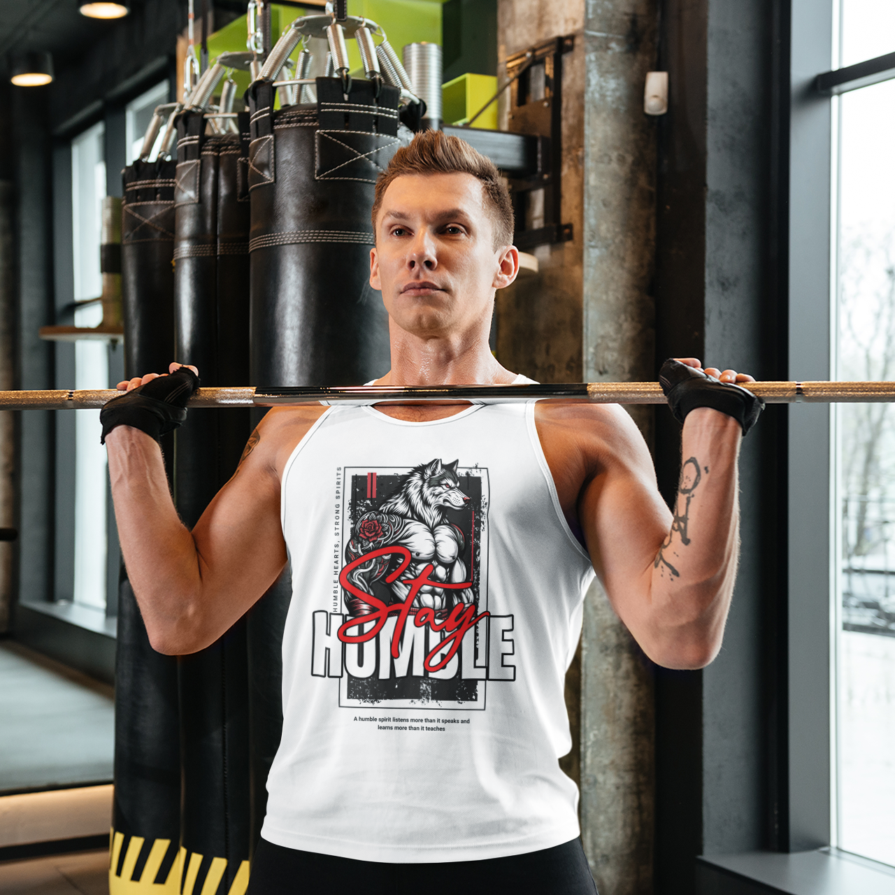 Wolf Fitness Stay Humble Workout Apparel Tank Top