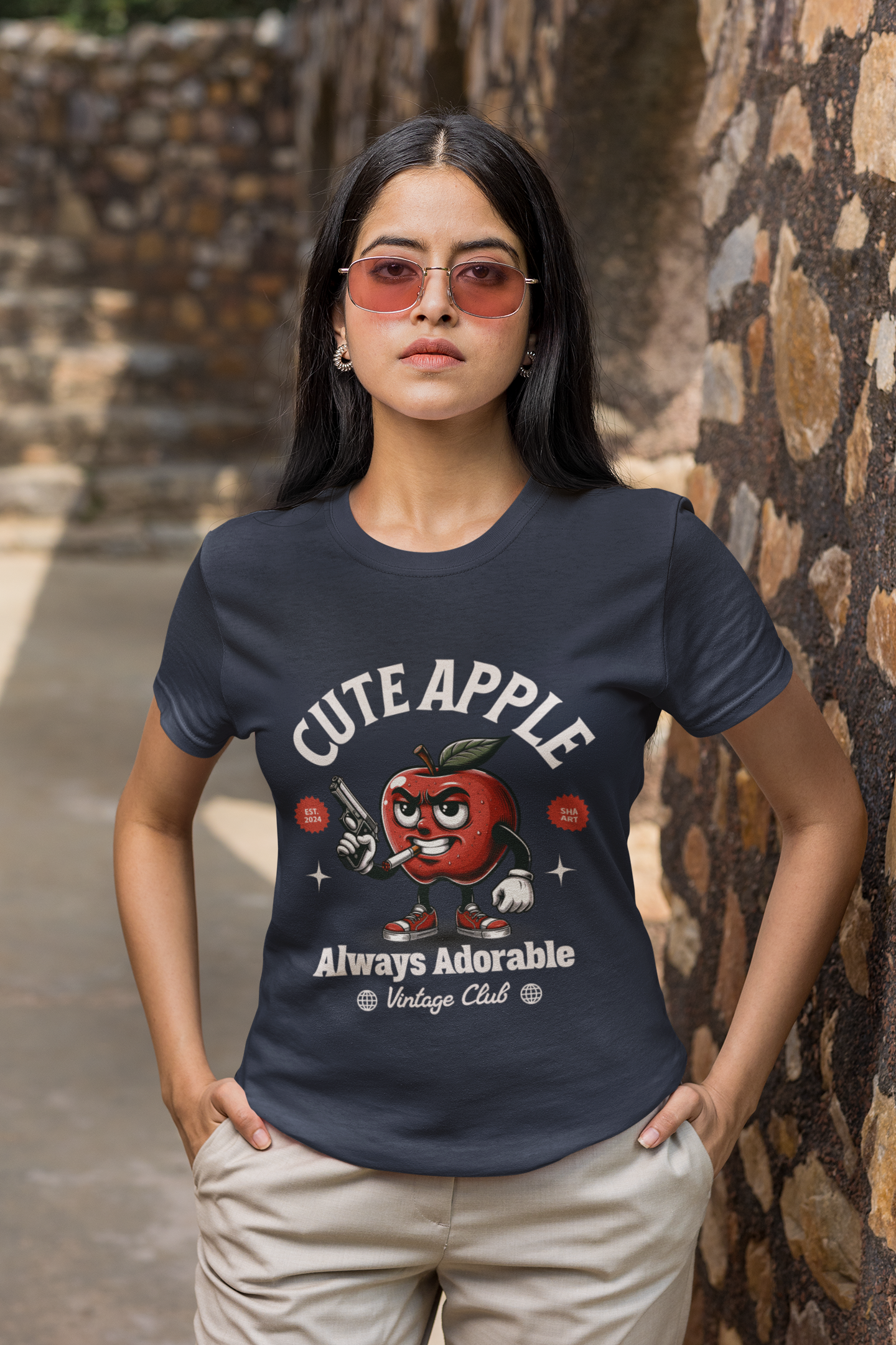 Cute Apple with Gun T-Shirt