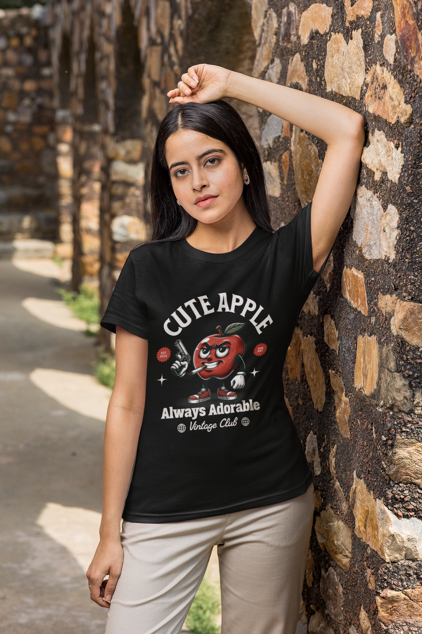 Cute Apple with Gun T-Shirt