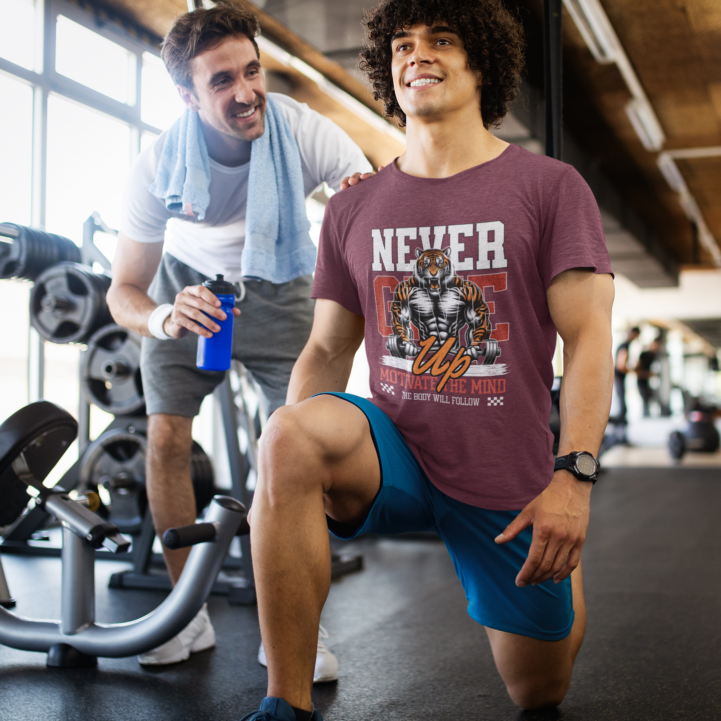 Never Give Up Tiger Fitness Motivation T-shirt
