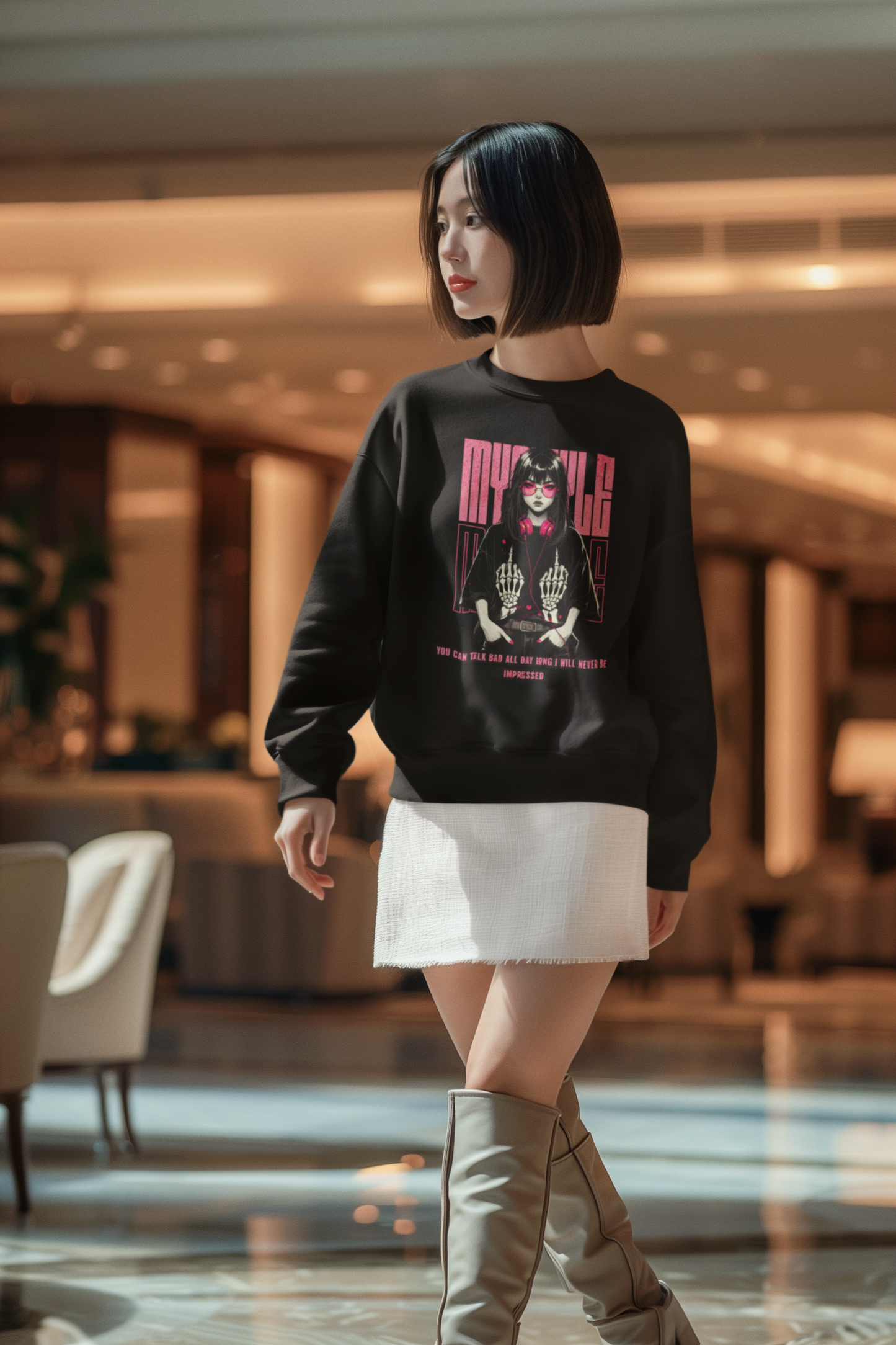 Crewneck Sweatshirt - Stylish Girl Design