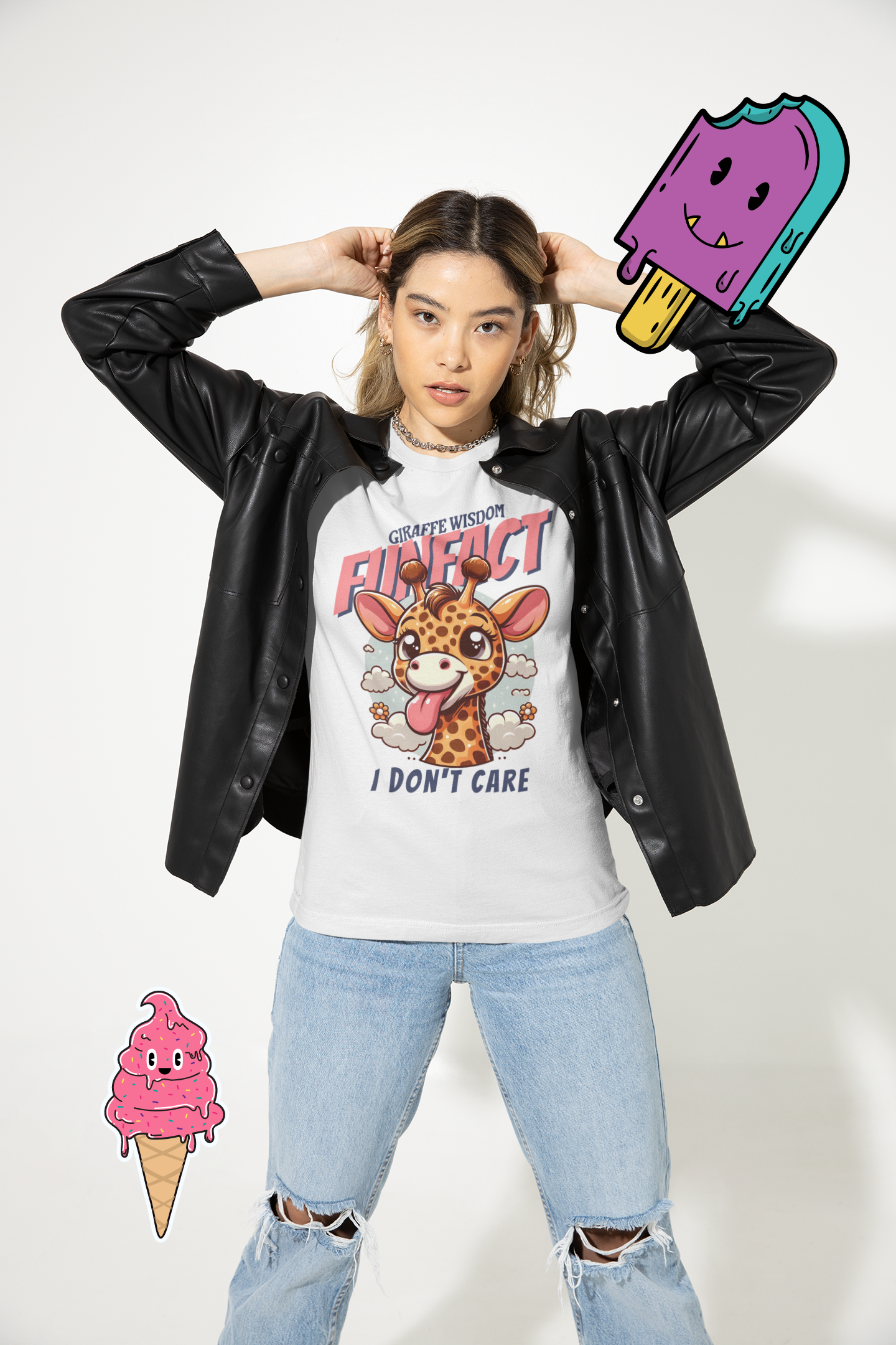 Giraffe Wisdom - Fun Fact I Don't Care Unisex Tee