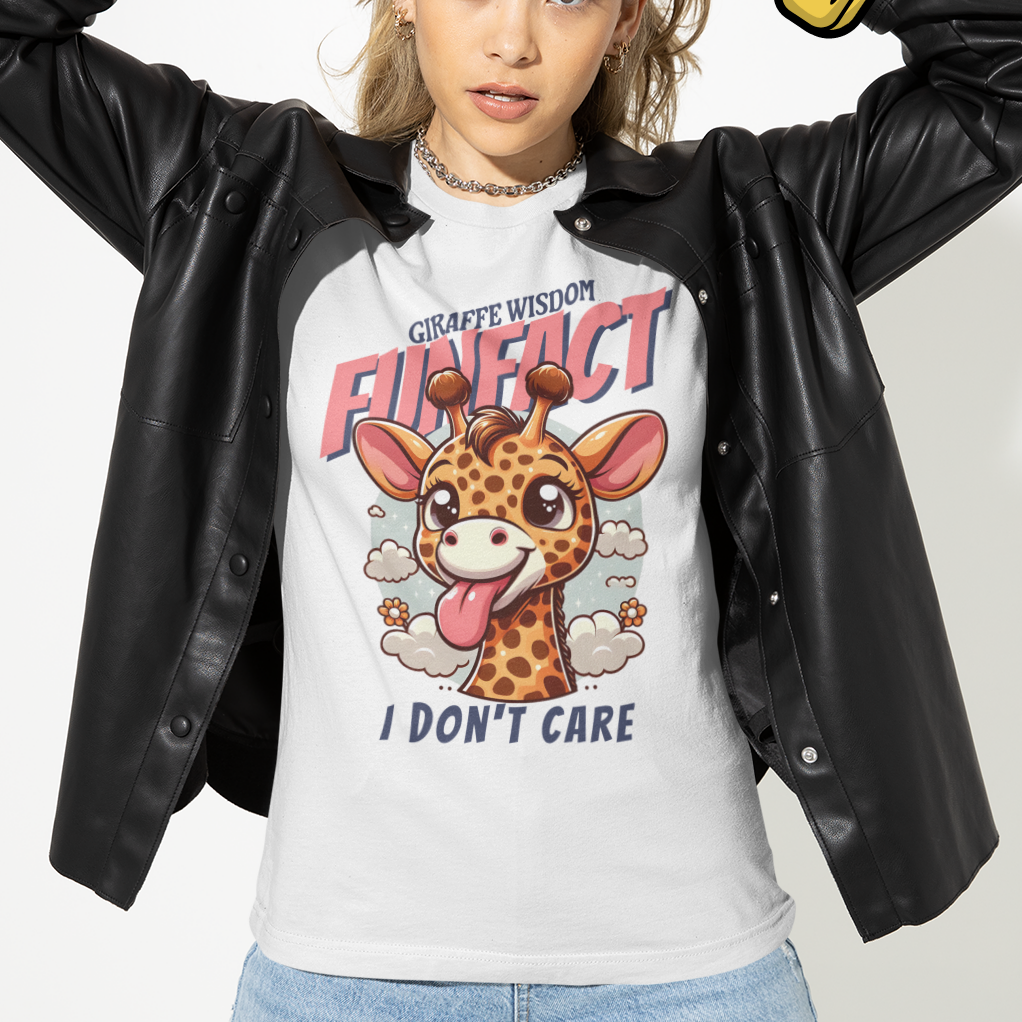 Giraffe Wisdom - Fun Fact I Don't Care Unisex Tee