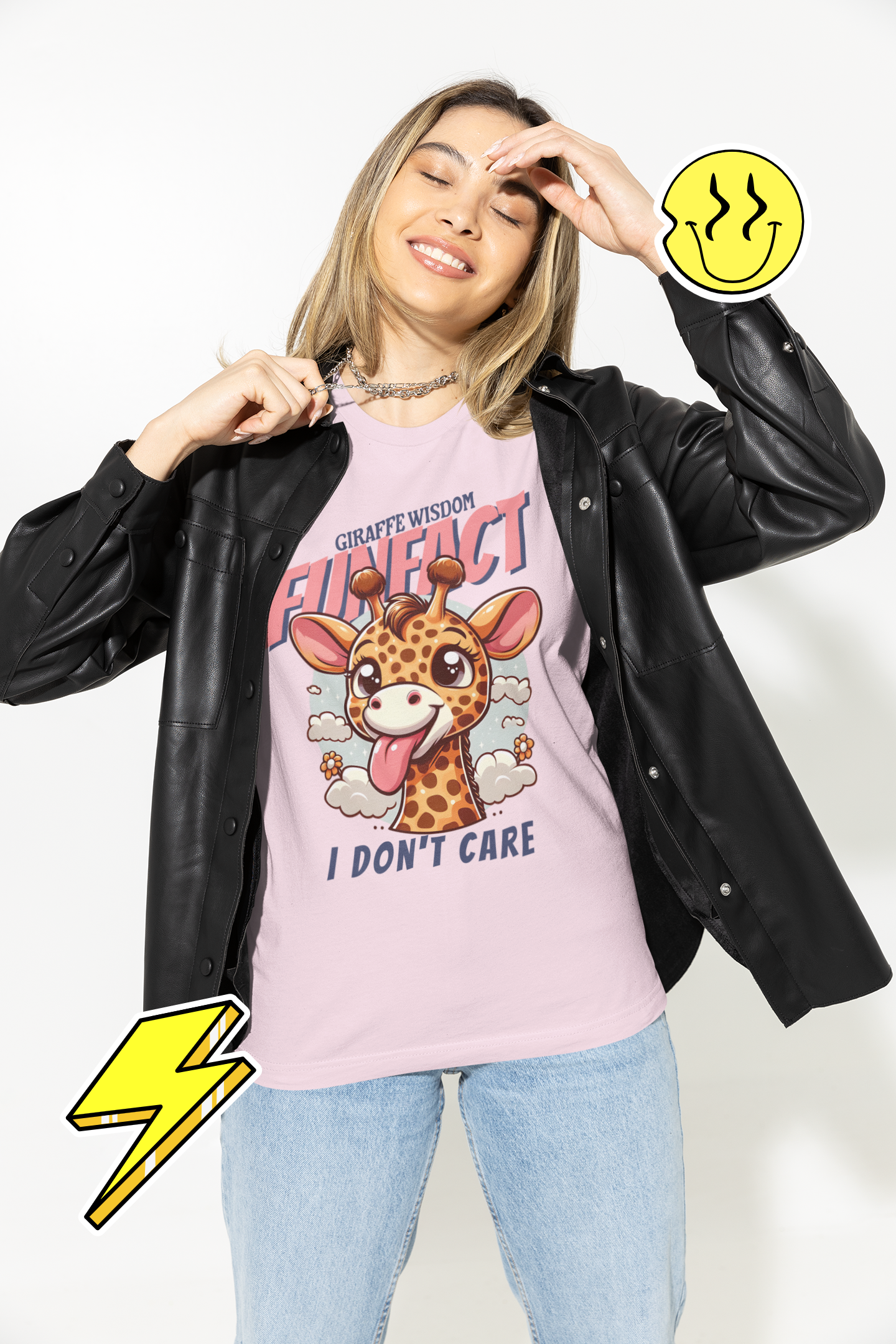 Giraffe Wisdom - Fun Fact I Don't Care Unisex Tee