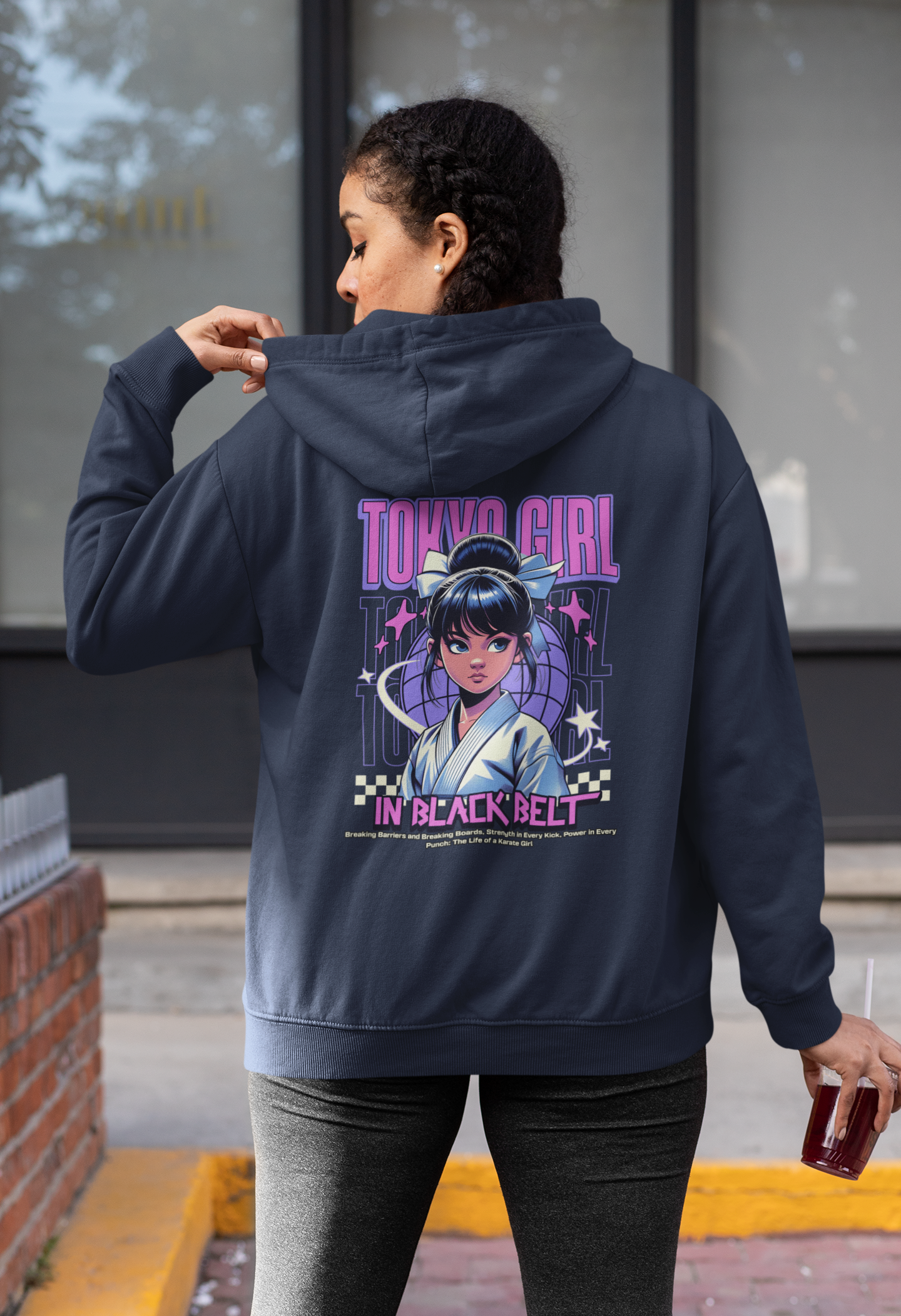 Hoodie Tokyo Girl in Black Belt