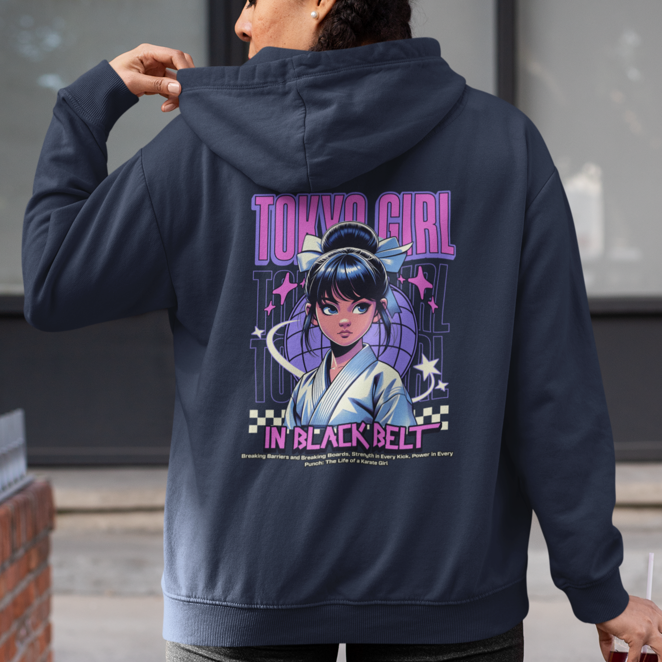 Hoodie Tokyo Girl in Black Belt