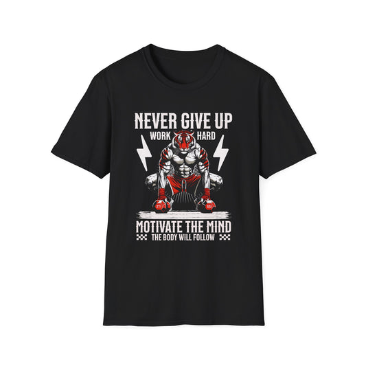 Tiger Workout Unisex - Never Give Up Motivation T-Shirt