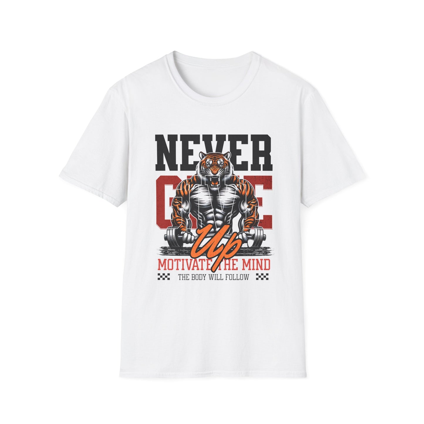 Never Give Up Tiger Fitness Motivation T-shirt