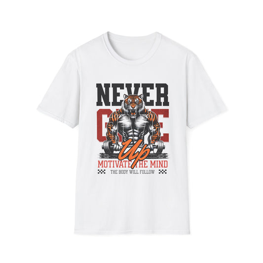 Never Give Up Tiger Fitness Motivation T-shirt