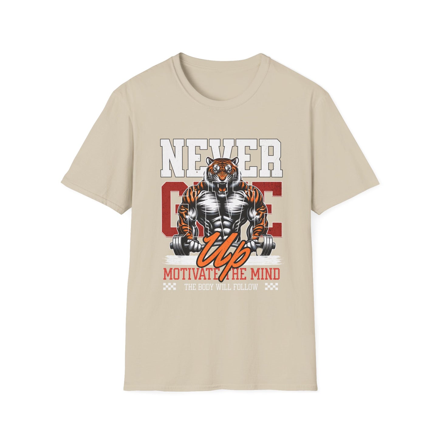 Never Give Up Tiger Fitness Motivation T-shirt
