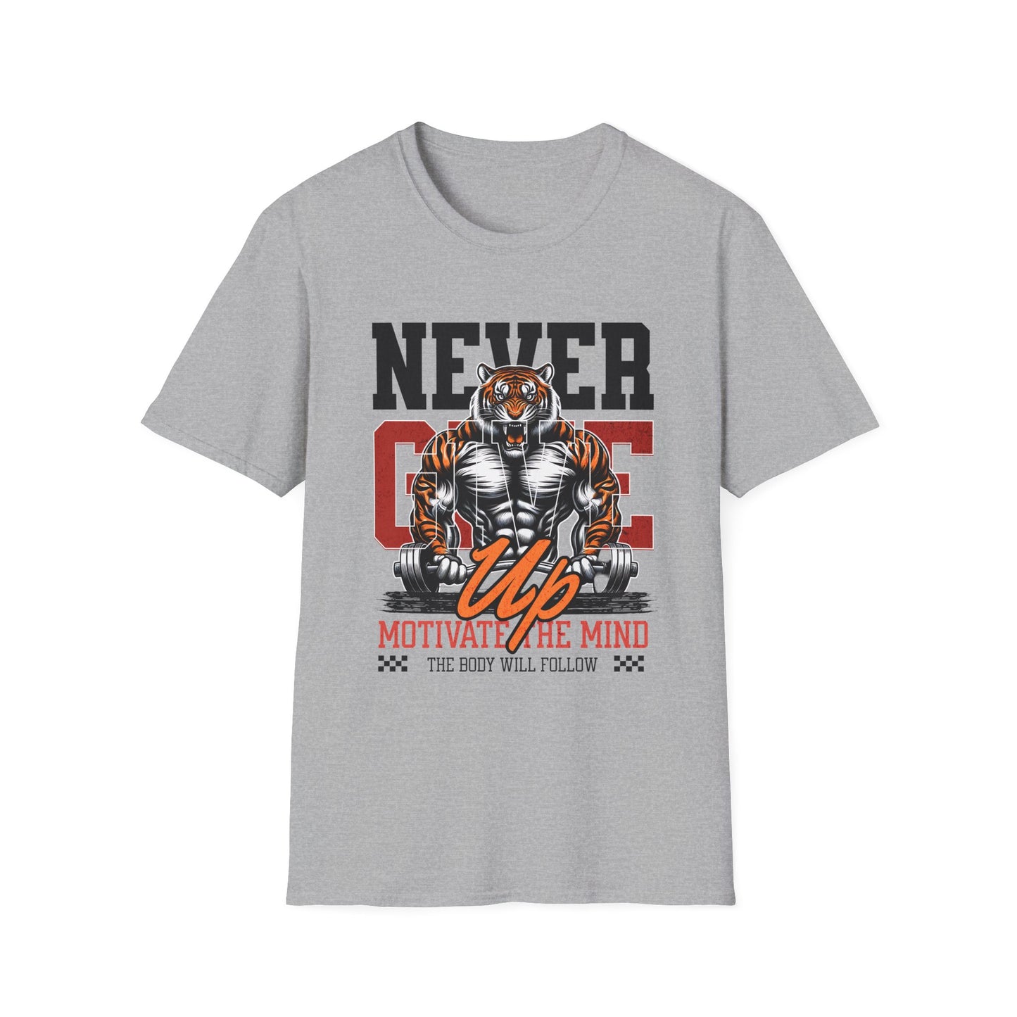 Never Give Up Tiger Fitness Motivation T-shirt