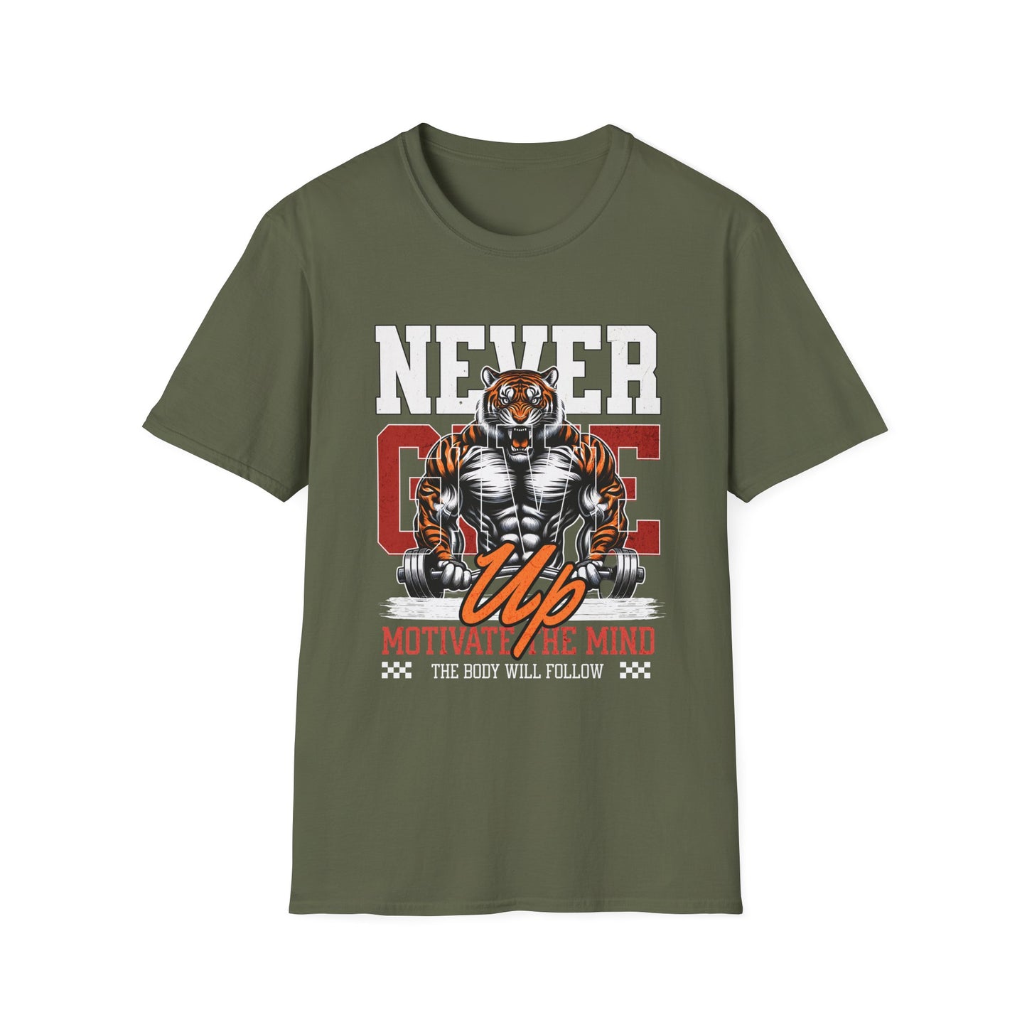 Never Give Up Tiger Fitness Motivation T-shirt