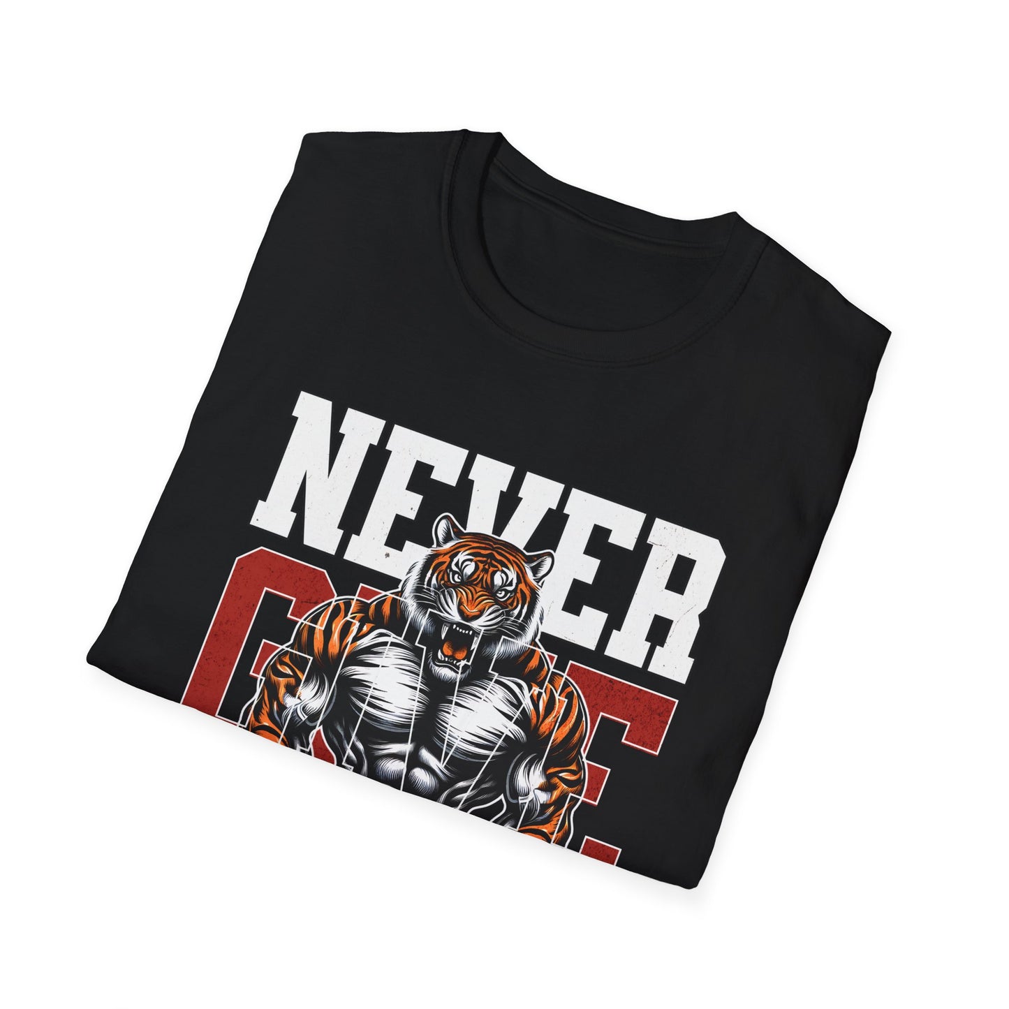 Never Give Up Tiger Fitness Motivation T-shirt