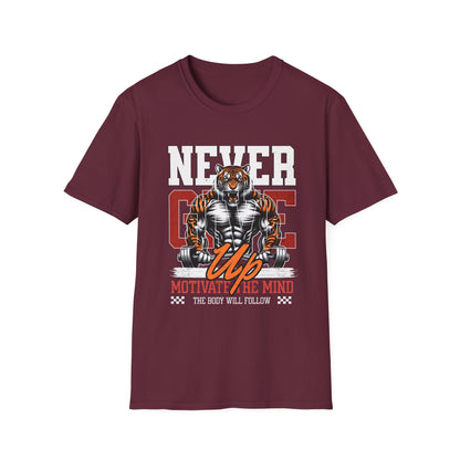 Never Give Up Tiger Fitness Motivation T-shirt