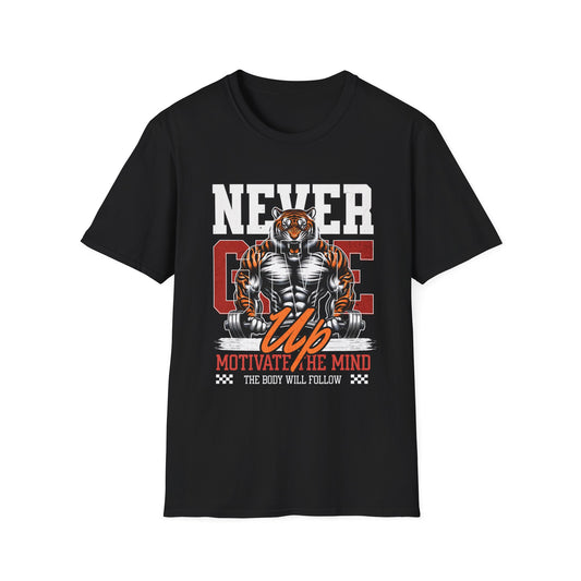 Never Give Up Tiger Fitness Motivation T-shirt