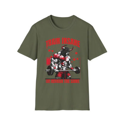 Bull Workout Unisex - Train Insane or Remain the Same  T-Shirt