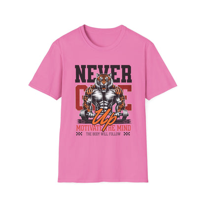 Never Give Up Tiger Fitness Motivation T-shirt