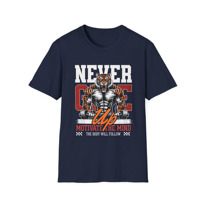 Never Give Up Tiger Fitness Motivation T-shirt