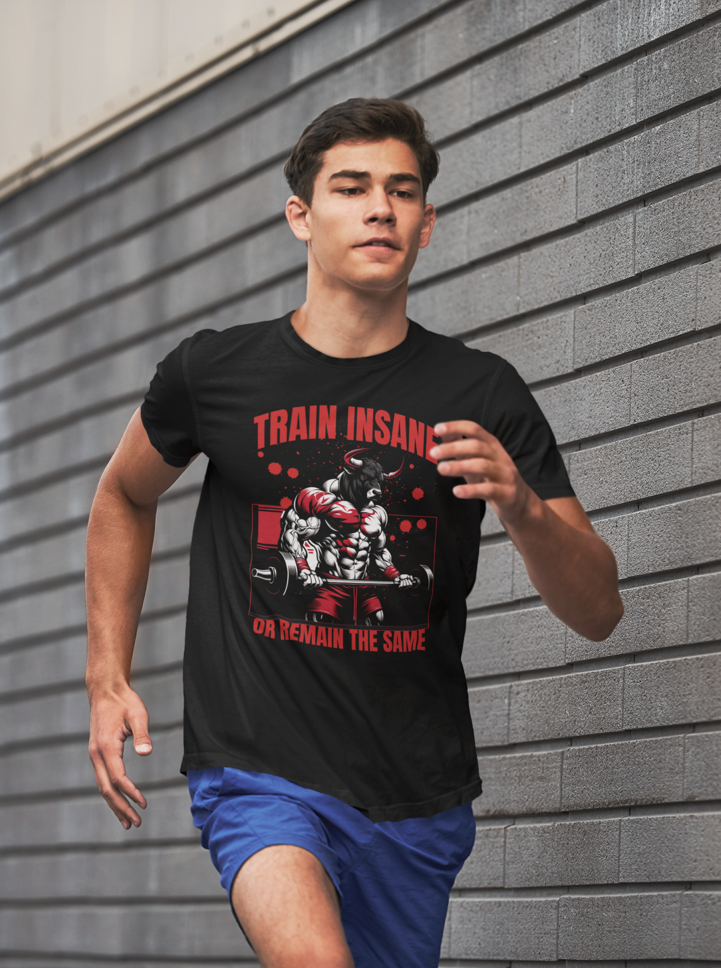 Bull Workout Unisex - Train Insane or Remain the Same  T-Shirt