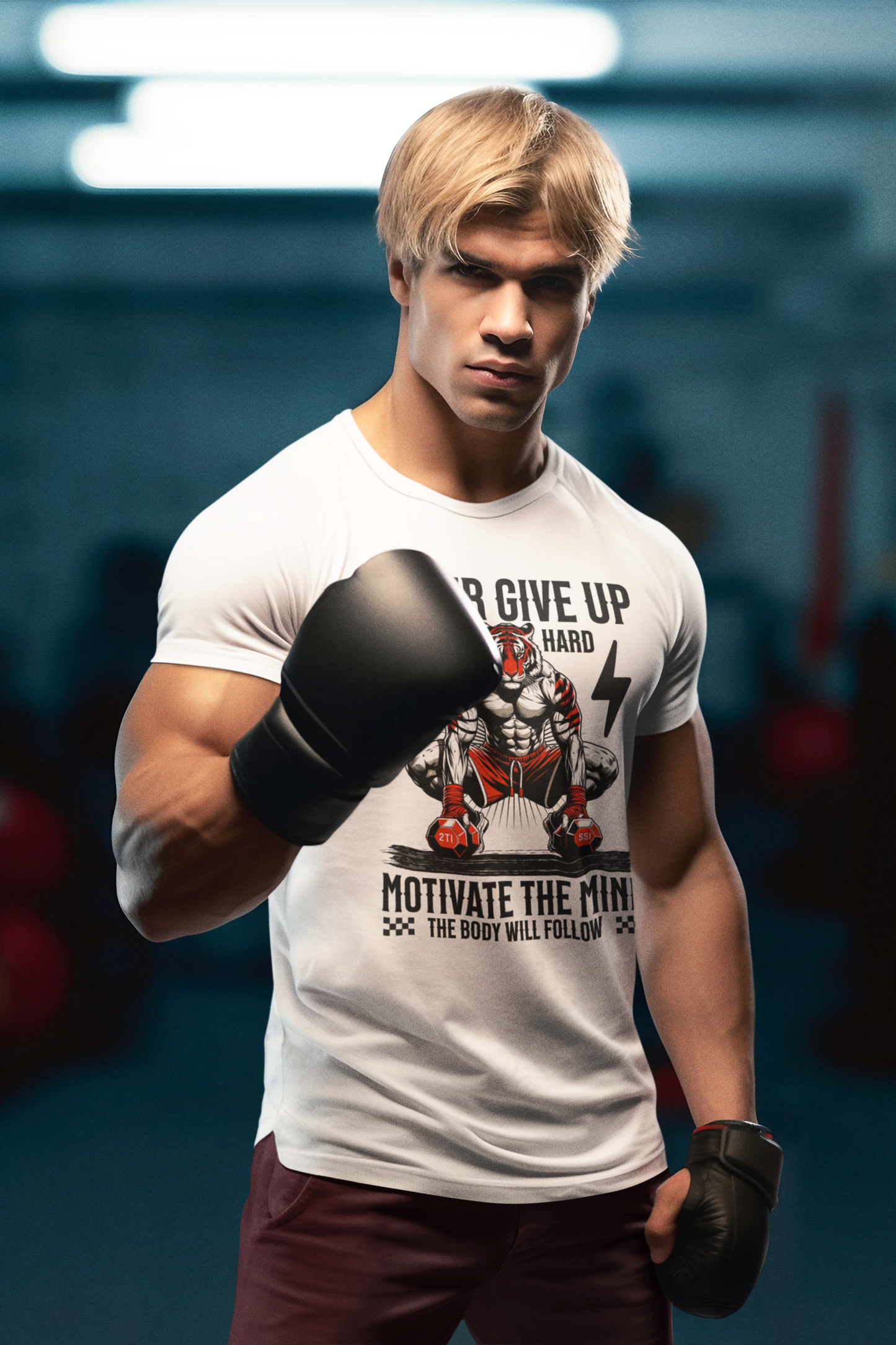 Tiger Workout Unisex - Never Give Up Motivation  T-Shirt