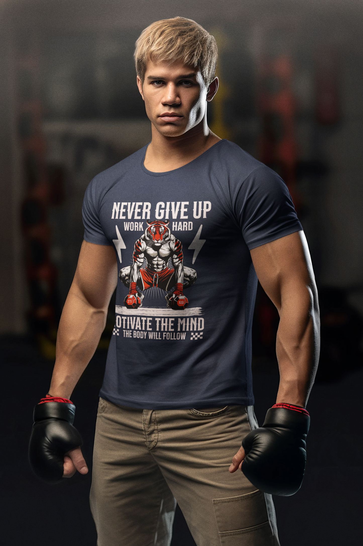 Tiger Workout Unisex - Never Give Up Motivation  T-Shirt