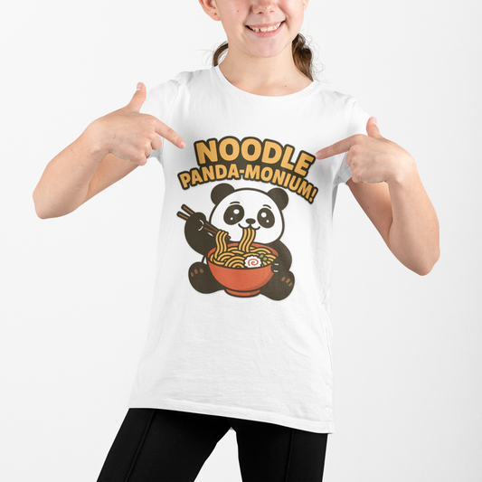 Kids Tee - Cute Panda Eating Noodle Design