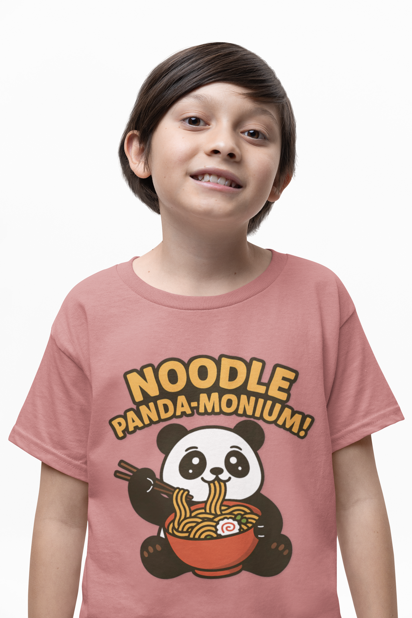 Kids Tee - Cute Panda Eating Noodle Design