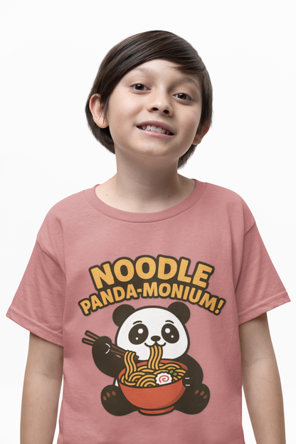 Kids Tee - Cute Panda Eating Noodle Design