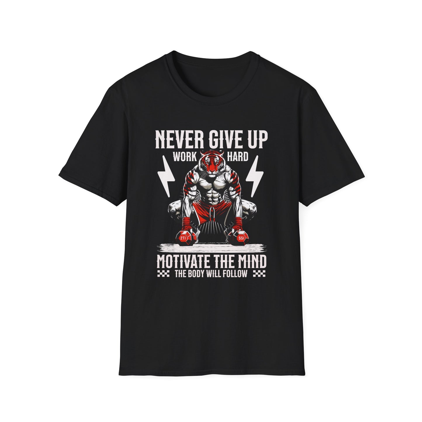 Tiger Workout Unisex - Never Give Up Motivation  T-Shirt