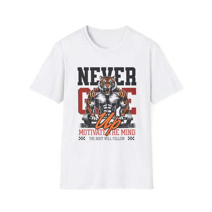 Never Give Up Tiger Fitness Motivation T-shirt