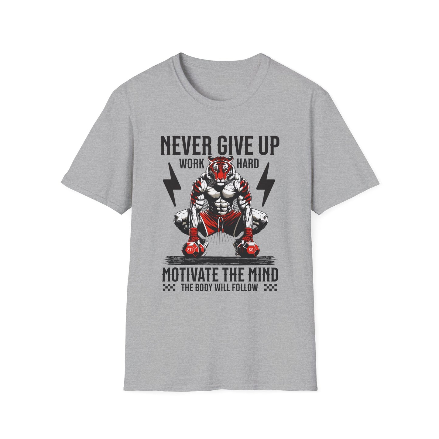 Tiger Workout Unisex - Never Give Up Motivation  T-Shirt
