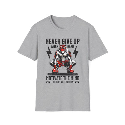 Tiger Workout Unisex - Never Give Up Motivation  T-Shirt