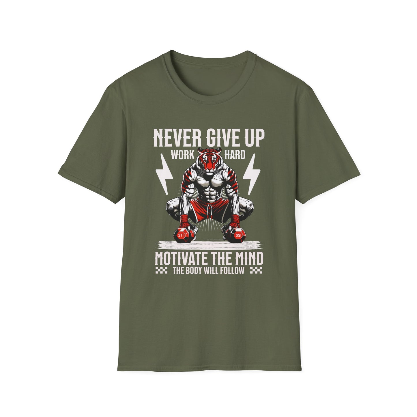 Tiger Workout Unisex - Never Give Up Motivation  T-Shirt