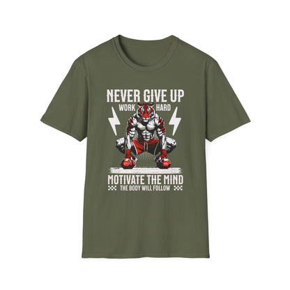 Tiger Workout Unisex - Never Give Up Motivation  T-Shirt