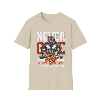 Never Give Up Tiger Fitness Motivation T-shirt