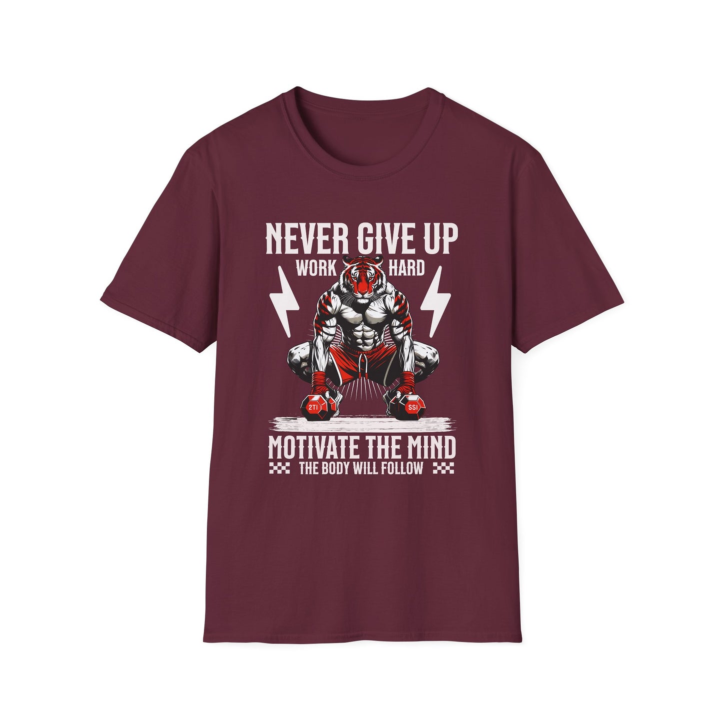 Tiger Workout Unisex - Never Give Up Motivation  T-Shirt