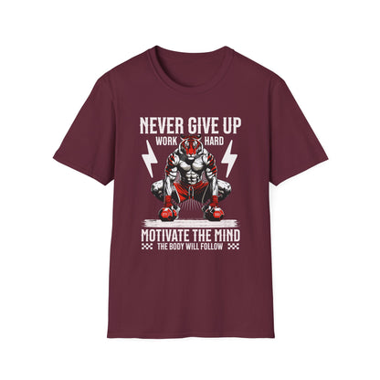 Tiger Workout Unisex - Never Give Up Motivation  T-Shirt